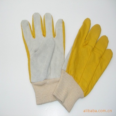 【本色磨砂牛二層羅紋口,黃色布背花園手套,無(wú)里】?jī)r(jià)格,廠家,圖片,防護(hù)手套,南通紐萊頓皮革制品銷售部-